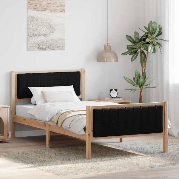 vidaXL Bettgestell Braun und Schwarz 100 x 200 cm Massivholz Kiefer, 878491