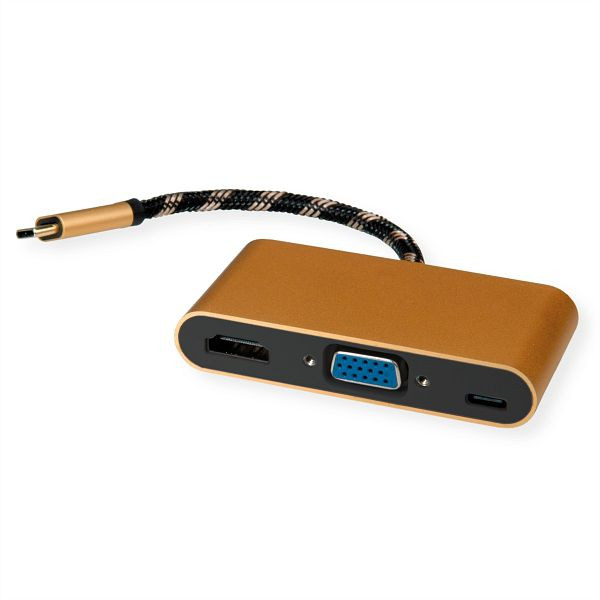 ROLINE GOLD Display Adapter USB Typ C - VGA / HDMI / C (PD), 12.03.3155