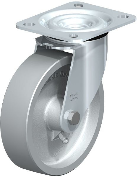 Blickle L-G 125G Stahlblech-Lenkrolle, mittelschwere Ausführung, mit Anschraubplatte, Guss, Grau, 7674