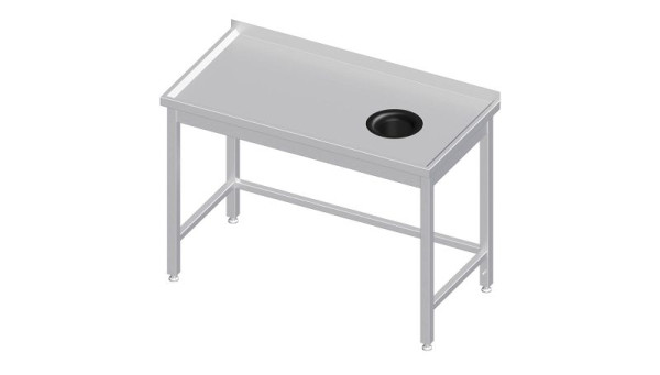 Stalgast Arbeitstisch ohne Grundboden, 1200x600x850 mm, mit Abfallloch rechts, mit Aufkantung, verschweißt, VAT12617RA