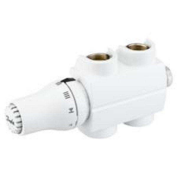 Sanotechnik Anschlussgarnitur chrom Durchgang für Badezimmer-Heizkörper inkl. Thermostatkopf und Blende, BA210