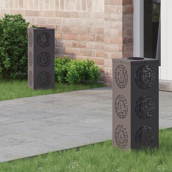 vidaXL Solar LED Weg Licht 2 pcs Schwarz Kalt gewalzter Stahl, 879779