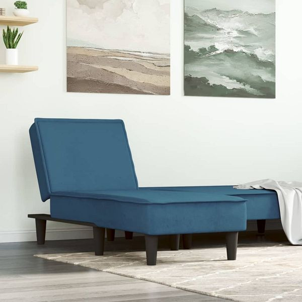 vidaXL Chaiselongue Blau Samt (100% Polyester), Sperrholz, 352834