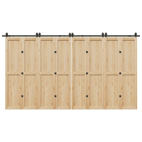 vidaXL Schiebetürbeschlag-Set 400 cm Stahl Schwarz, 3295802
