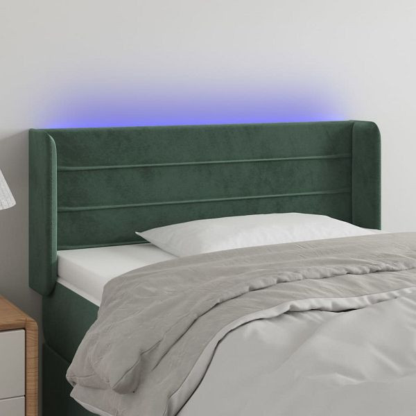vidaXL LED Kopfteil Dunkelgrün 103x16x78/88 cm Samt, 3123421