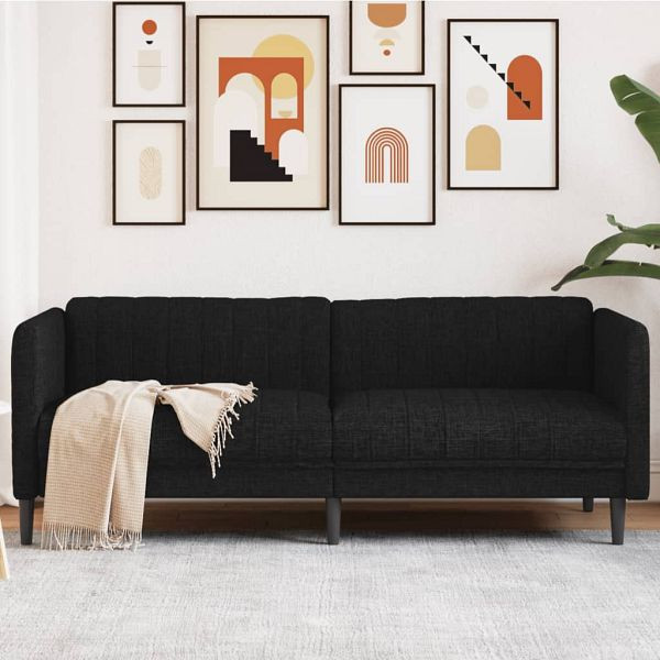 vidaXL Sofa 3-Sitzer Schwarz Stoff, Füllung: Schaumstoff, 372615