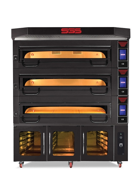SGS Gastro Bäckerei-& Konditoreiofen - 3 Backkammern mit Dampfsystem - Untergestell und Haube - 31,5 kW - 400 V, MT12002B