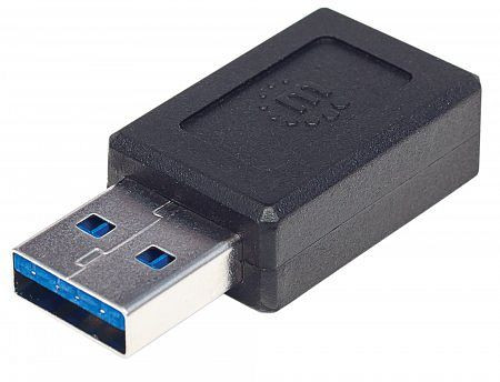 MANHATTAN SuperSpeed+ USB C-Adapter, USB 3.1, Gen2, Typ A-Stecker auf Typ C-Buchse, 10 Gbit/s, schwarz, 354714