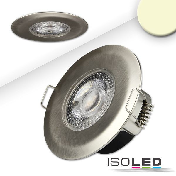 ISOLED LED Einbaustrahler PC68 IP44, brushed, 5W, 38°, warmweiß, 3 Stufen dimmbar, 115199