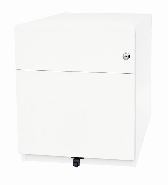 Bisley Rollcontainer Note mit Griff, 1 Universalschublade, 1 HR-Schublade, verkehrsweiß, NWH59M7SF696