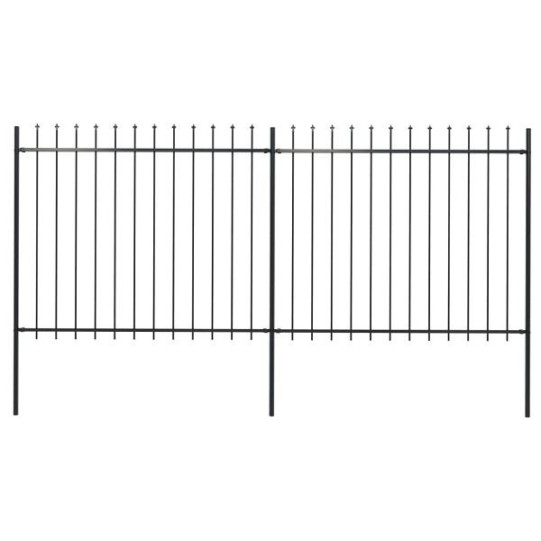 vidaXL Gartenzaun mit Speerspitzen Stahl 3,4 x 1,5 m Schwarz, 277630