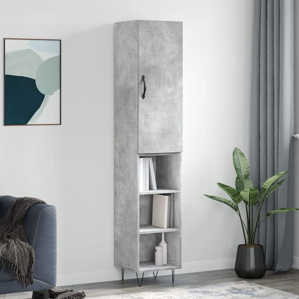 vidaXL Highboard Betongrau 34,5x34x180 cm Holzwerkstoff, 3199013