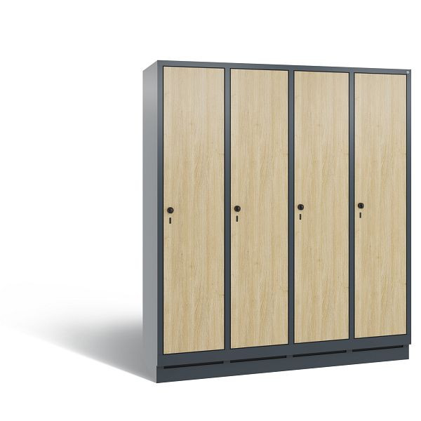 C+P Spind Evolo, 4 Abteile, H1800xB1590xT500 mm, Anthrazit/HPL Eiche, 48020-42 S10813