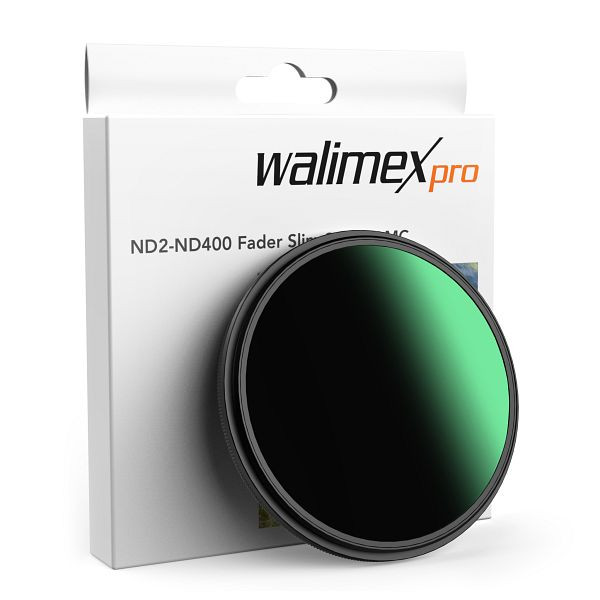 Walimex pro ND2-ND400 Fader Slim 49 mm variabler Graufilter mit 9 Blendenstufen, ND Filter mit 18-lagiger Beschichtung, 1023539