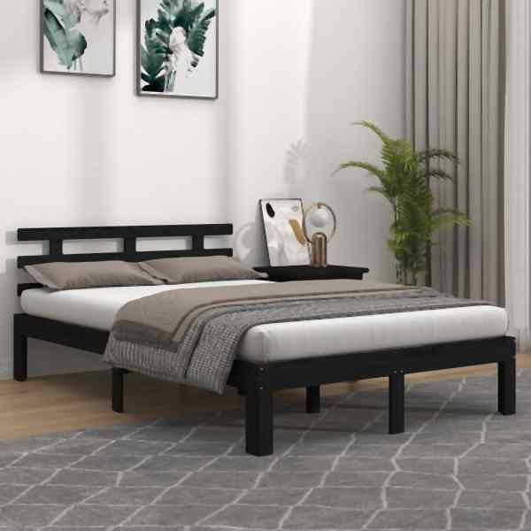 vidaXL Massivholzbett Schwarz 200x200 cm, 814778, 8720286997239