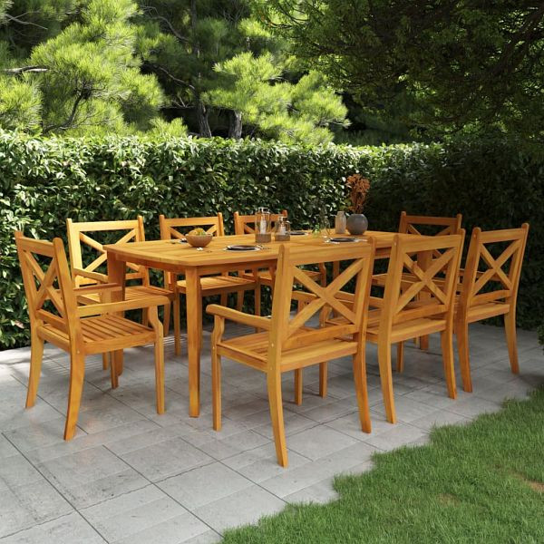 vidaXL 9-teilig Garten-Essgruppe Massivholz Akazie, 3058006