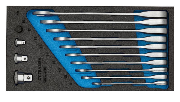 GEDORE Schaumeinlage leer, Satz Maulschlüssel mit Ringratsche, CT, 2327708