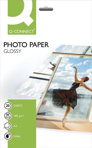 Q-Connect Inkjet-Photopapiere - A4, hochglänzend, 180 g/qm, 20 Blatt, KF01103