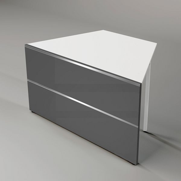 Kerkmann Tisch-Zwischenelement mit 2 schrägen Seiten, Atlantis, B 1350 x T 820 x H 750 mm, anthrazit/weiß, 22349613