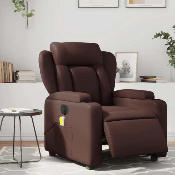 vidaXL Massagesessel Elektrisch Braun Kunstleder, 3204539