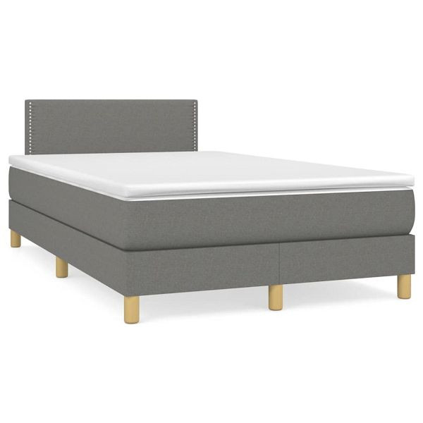 vidaXL Boxspringbett mit Matratze Dunkelgrau 120x190 cm Stoff, 3269766