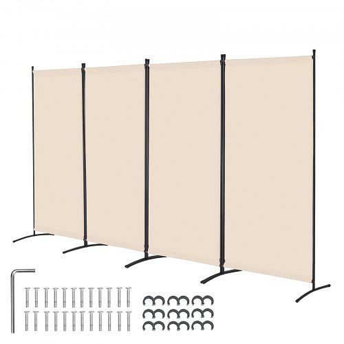 VEVOR Raumteiler 4 Paneele 3464x1840x520mm, faltbarer Sichtschutz & tragbare Trennwand, freistehend, Beige, BLFWFGQ4MB348QKQ9V0