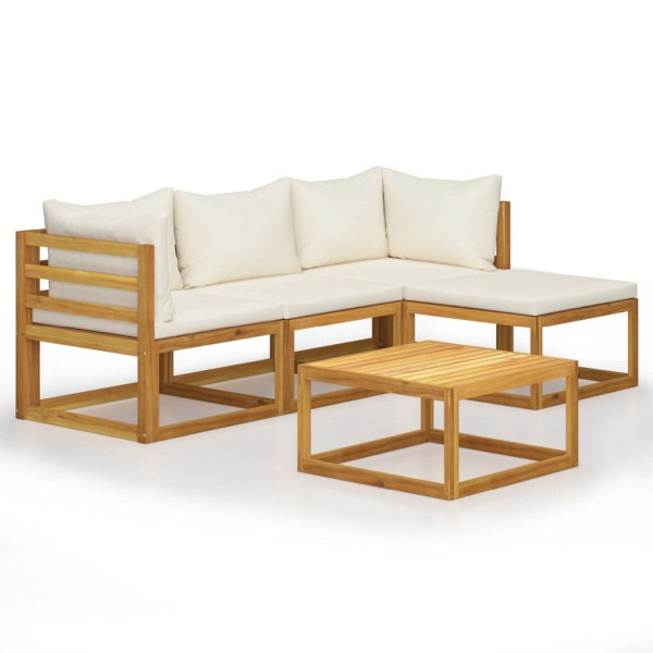 vidaXL 5-tlg. Garten-Lounge-Set mit Auflagen Massivholz Akazie, 45916