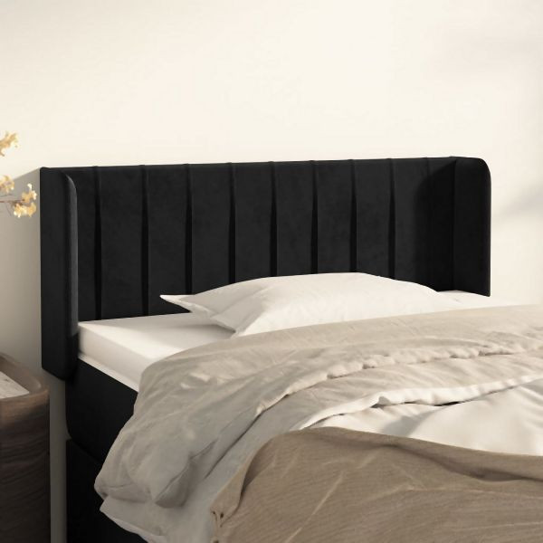 vidaXL Kopfteil mit Ohren Schwarz 93x16x78/88 cm Samt, 3119044