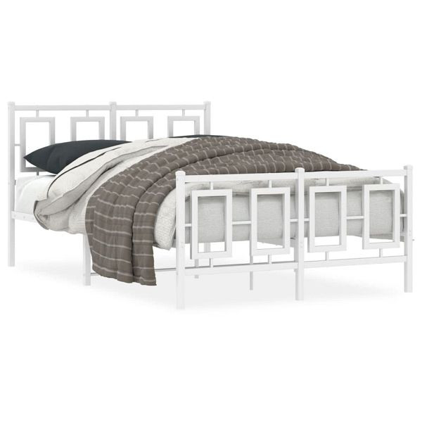 vidaXL Bettgestell mit Kopf- und Fußteil Metall Weiß 120x190 cm, 374305