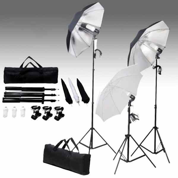 vidaXL Fotostudio-Beleuchtung Set 24 Watt mit Stativen & Schirmen, 190041