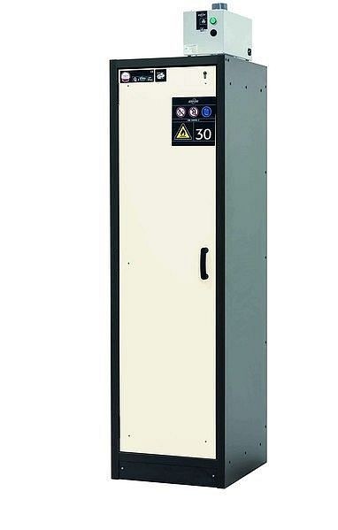 asecos Sicherheitsschrank Q-CLASSIC-30, Q30.195.056 in reinweiß RAL 9010 mit 4x Auszugswanne Standard (Edelstahl), 31002-070-30093