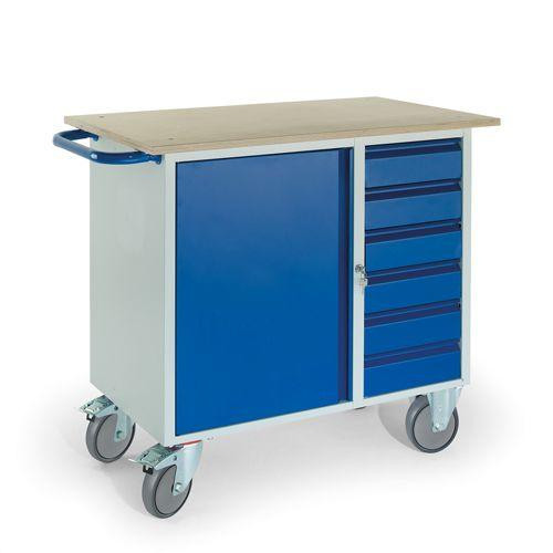 Rollcart Werkstattwagen mit 6 Schubladen 1 Stahlschrank (1111x600), Tragkraft: 400 kg, 07-4365