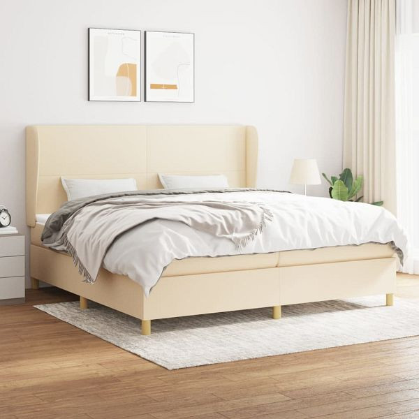 vidaXL Boxspringbett mit Matratze Creme 200x200 cm Stoff, 3128394