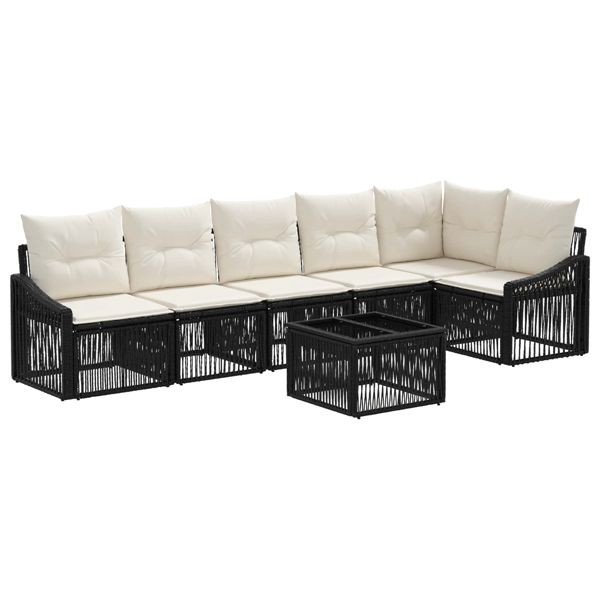 vidaXL Gartensofa-set 7-teilig Schwarz Poly-Rattan, 3436012