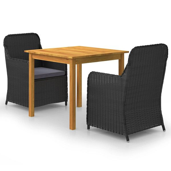 vidaXL 3-teilig Garten-Essgruppe Schwarz, 3067722, 8720286337684
