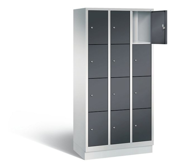 C+P Schließfachschrank Evolo, H1800xB900xT500mm, Farbe: Lichtgrau / Schwarzgrau, 48020-304 S10032