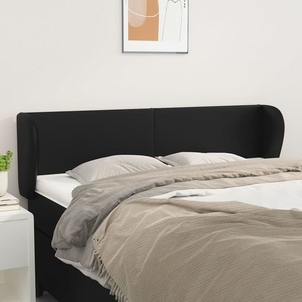 vidaXL Kopfteil mit Ohren Schwarz 147x23x78/88 cm Kunstleder, 3116954