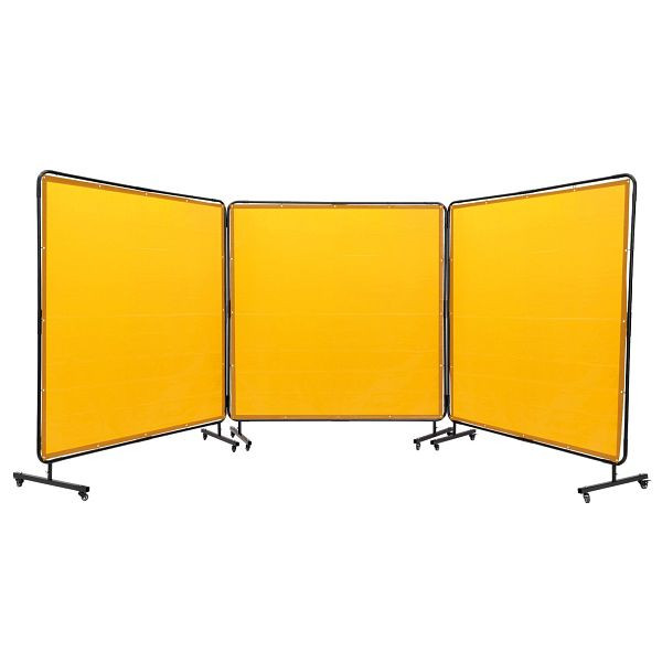 VEVOR 3-Panel-Schweißvorhang 1,8 x 1,8 m aus Flammhemmendem Vinyl mit 4 Schwenkrädern und einem 6-stufigen UV-Schutz Gelb, SMSHJPF6X6YCWSVG1V0