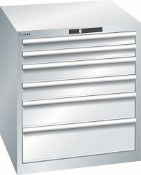 LISTA Schubladenschrank 36x36E (BxTxH) 717x725x800mm KEY Lock, Lichtgrau, 6 Schubladen, Fronthöhen: 75 - 200 mm, 78.636.020