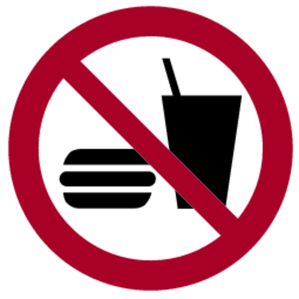 Schilder Klar Verbotszeichen Essen und Trinken verboten DIN EN ISO 7010-P022, 100 mm Folie selbstklebend, 3090/61