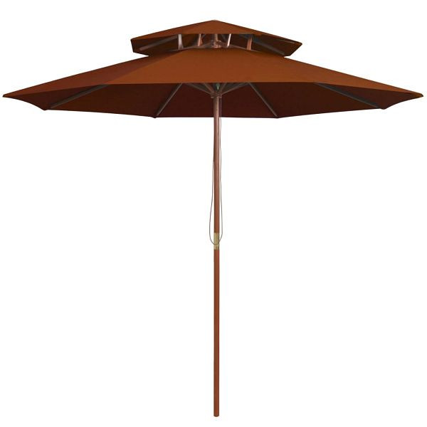 vidaXL Sonnenschirm mit Doppeldach und Holzmast Terrakotta-Rot 270 cm, 313765