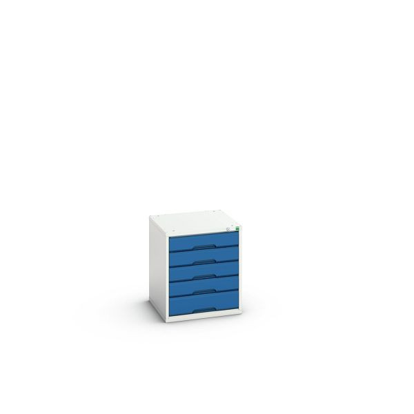 bott verso Schubladenschrank, mit 5 Schubladen, BxTxH: 525 x 550 x 600 mm, Lichtgrau / Enzianblau, 16925005.11