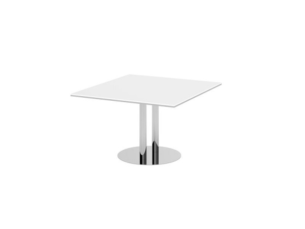 Hammerbacher Verkettungs- und Anbauplatte, Farbe Platte: Weiß, Platte: 1200 x 1300 x 25 mm, Säule/Tellerfuß in Chrom, Arbeitshöhe: 740 mm, VKT12S/W/C