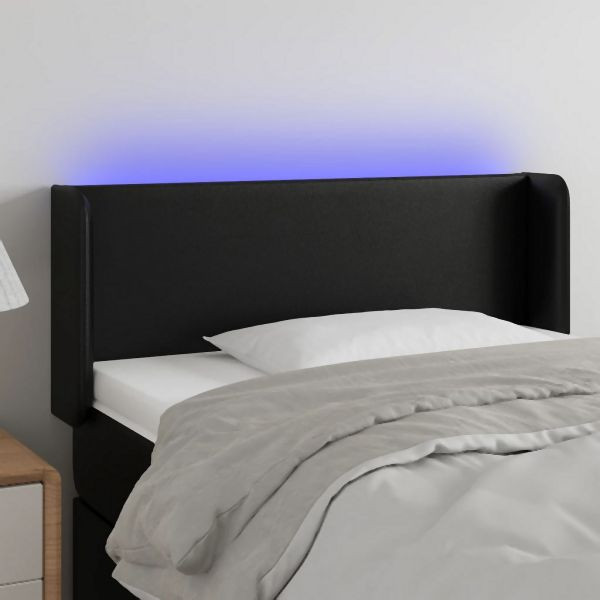 vidaXL LED Kopfteil Schwarz 93x16x78/88 cm Kunstleder, 3123034