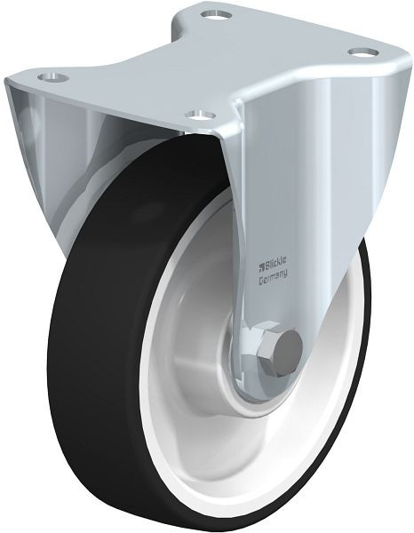 Blickle B-POTH 160K Stahlblech-Bockrolle, mittelschwere Ausführung, mit Anschraubplatte, Thermoplastisches Polyurethan, Grau, 739247