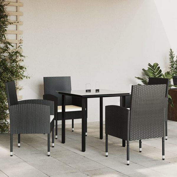 vidaXL 5-teilig Garten-Essgruppe Schwarz Poly Rattan und Stahl, 3203313