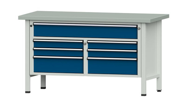 ANKE Werkbänke Kastenwerkbank, Modell 258 V, 1500 x 700 x 840 mm, RAL 7035/5010, ZBP 40 mm, 304.140