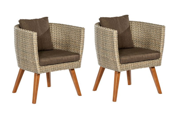 Merxx Imperia Sessel, inkl. Kissen, Sesselbeine aus Akazienholz, beige, Aluminiumgestell mit Kunststoffgeflecht und, FSC Akazienholz, 50426-255