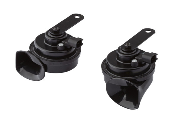 HELLA Fanfare, TE16S, 12V, 110dB(A), Frequenzbereich: 400/500Hz, elektrisch, Gehäusefarbe: schwarz, Stecker: Ford, Set, 3FH 012 010-081