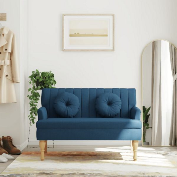 vidaXL Sitzbank mit Kissen Blau 113x64,5x75,5 cm Stoff, 372136